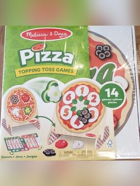 Melissa & Doug Pizza Topping Toss Game - Green, Red, White, Black